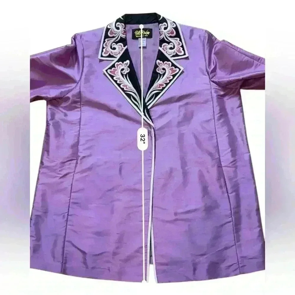 Bob Mackie 100% Silk Jacket Wearable Art Women’s Embroidery Blazer Size Large. - Picture 7 of 8